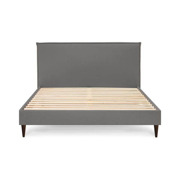 Antracitszürke kárpitozott franciaágy ágyráccsal 160x200 cm Sary – Bobochic Paris-image-3