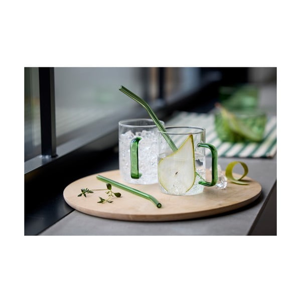 Üveg szívószál készlet tisztítókefével, 4 db-os – Lyngby Glas-image-1