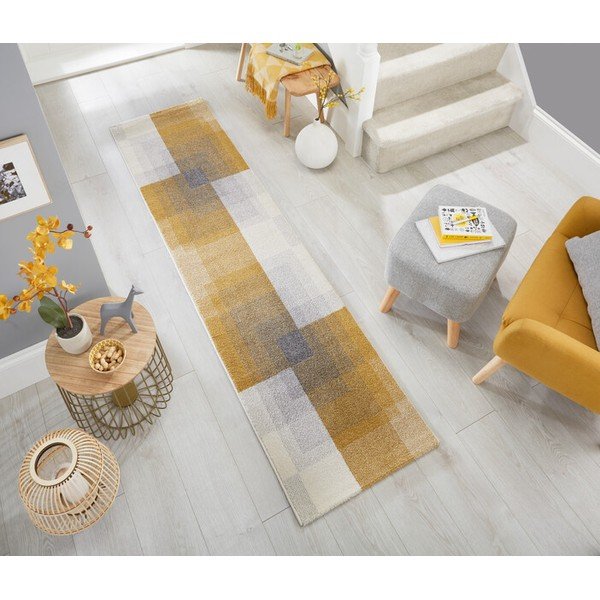 Plaza szürke-sárga szőnyeg, 60 x 230 cm - Flair Rugs-image-1