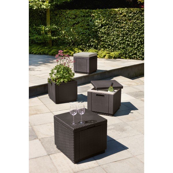 Sötétszürke kerti puff Cube – Keter-image-1