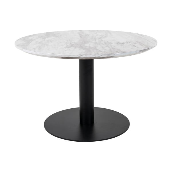 Fehér-fekete kerek dohányzóasztal márvány dekoros asztallappal 70x70 cm Bolzano – House Nordic