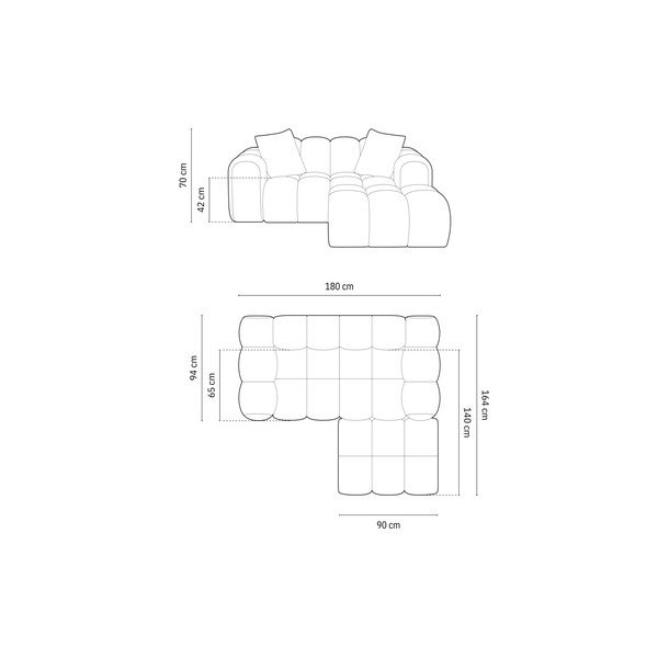 Zöld zsenília sarokkanapé (jobb oldali-heverő résszel) Treno – Cosmopolitan Design-image-4