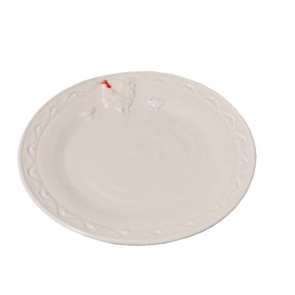 Hen fehér kerámia tányér, Ø 21 cm - Antic Line