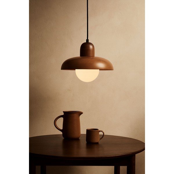 Barna függőlámpa fa búrával ø 25 cm Elsa – Opviq lights-image-1