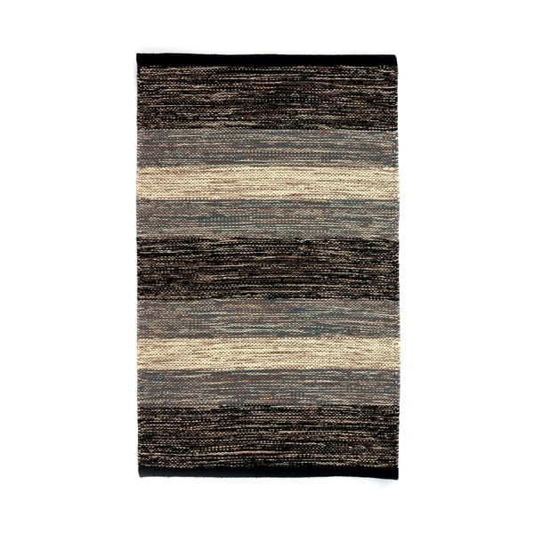 Happy fekete-szürke pamut szőnyeg, 55 x 140 cm - Webtappeti
