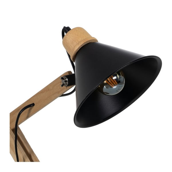 Fekete-natúr színű asztali lámpa fém búrával (magasság 55 cm) – Ixia-image-1