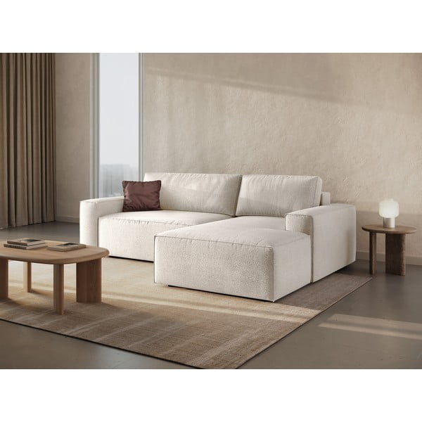 Fehér buklé kinyitható sarokkanapé (jobb oldali) Jodie – Micadoni Home-image-1