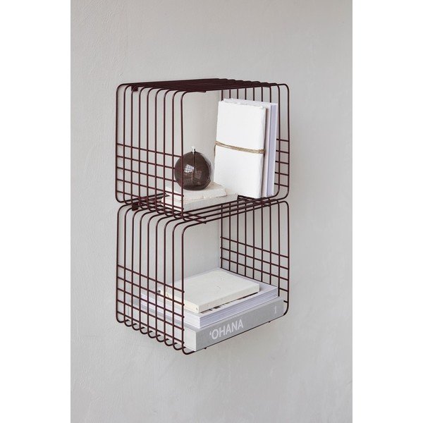 Borvörös többszintes fém fali polc 38 cm Wire – Mette Ditmer Denmark-image-2