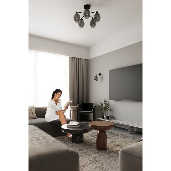 Fekete mennyezeti lámpa üveg búrával 59x59 cm Garten – Sollux-image-3