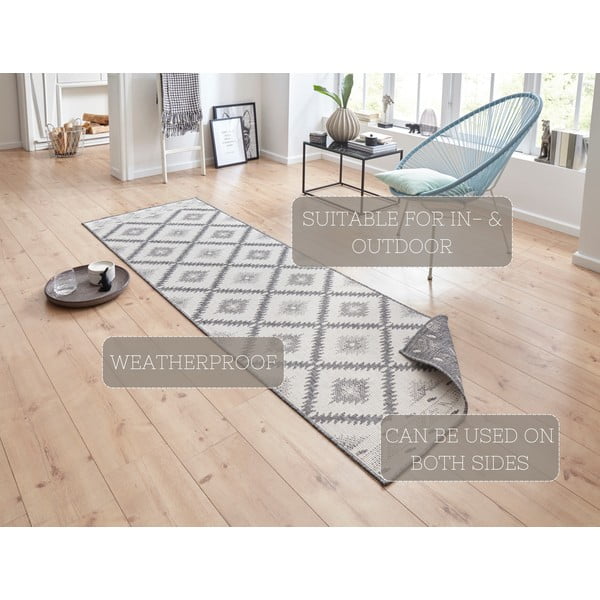 Malibu szürke-krémszínű kültéri szőnyeg, 80 x 250 cm - NORTHRUGS-image-4