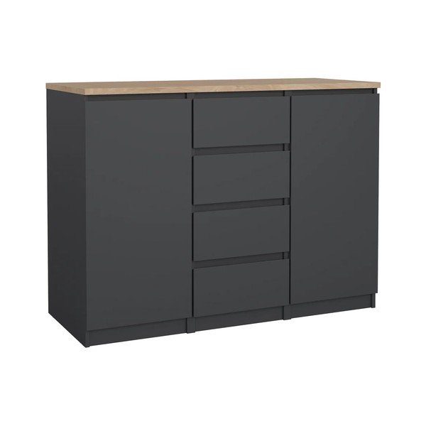 Sötétszürke komód 121x91x50 cm Naia – Tvilum