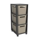 Fekete-bézs műanyag gurulós polcos állvány 30x77 cm Brisen - Rotho