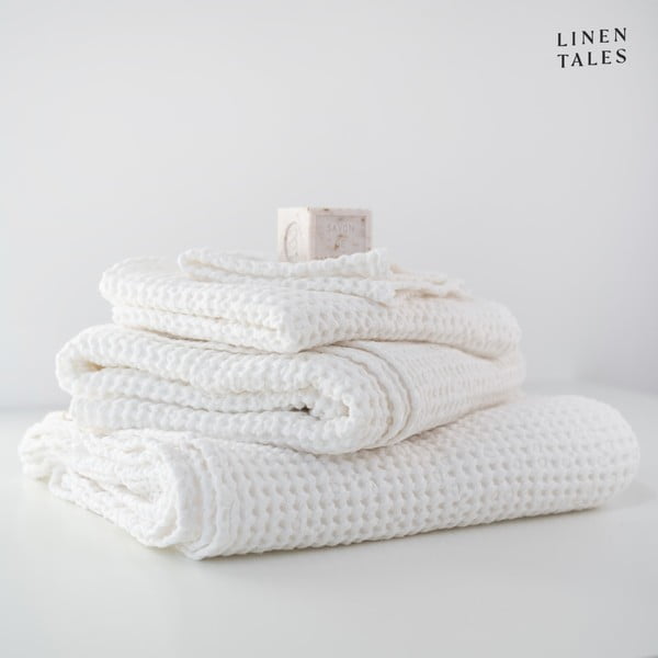 Fehér törölköző és fürdőlepedő készlet 3 db-os Honeycomb – Linen Tales-image-1