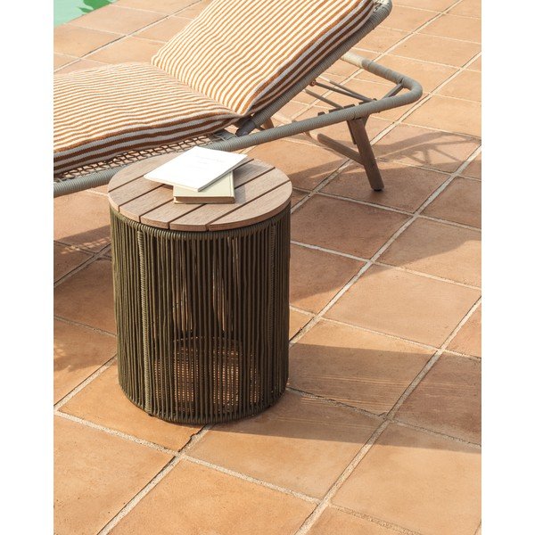 Kerek kerti kisasztal akácfa asztallappal ø 40 cm Dandara – Kave Home-image-1