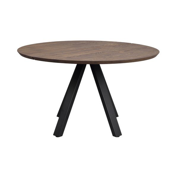 Sötétbarna kerek étkezőasztal tölgyfa asztallappal ø 130 cm Carradale – Rowico-image-2