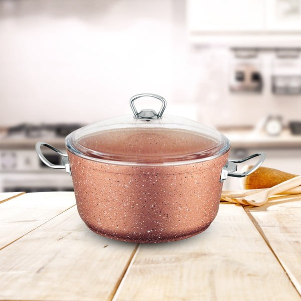 Classic rózsaszín alumínium edény fedővel, ø 24 cm - Güral Porselen-image-1