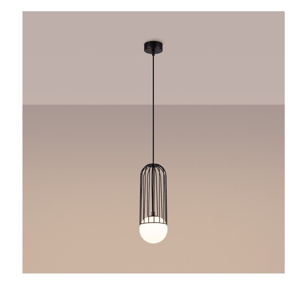 Fehér-fekete függőlámpa üveg búrával Belinda – Sollux-image-4