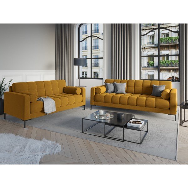 Bali sárga bársony kanapé - Cosmopolitan Design-image-1