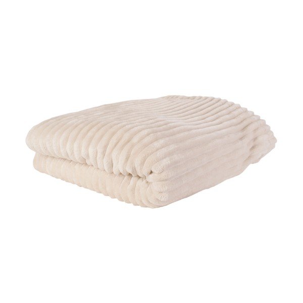 Ribbed krémszínű bársony pléd, 150 x 200 cm - PT LIVING-image-2