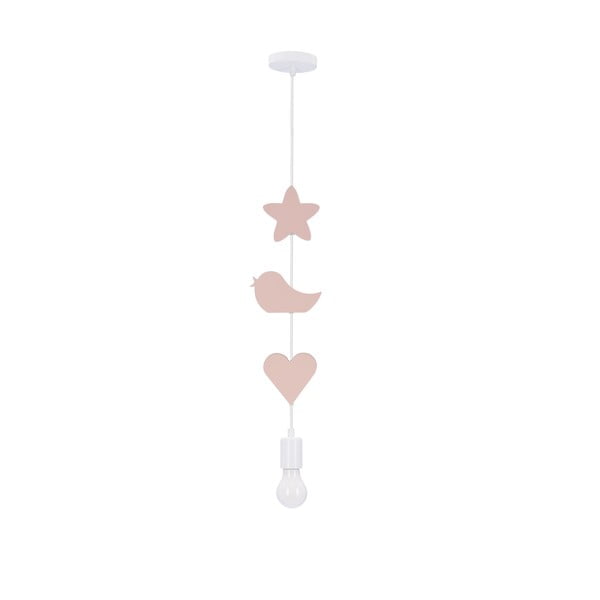 Fehér-rózsaszín gyerek lámpa fém búrával Single – Candellux Lighting