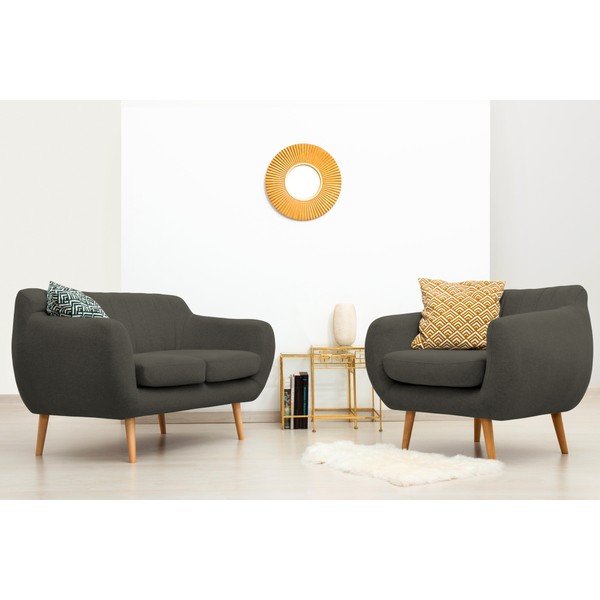 Kennet sötétszürke fotel világos lábakkal - Vivonita-image-1