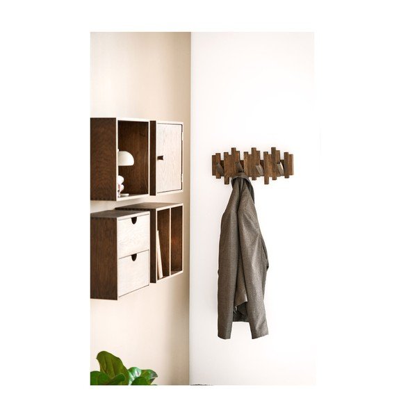 Sötétbarna tölgyfa fali fogas 40 cm Caltra – House Nordic-image-1