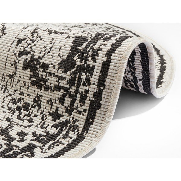 Borbon fekete-krémszínű kültéri szőnyeg, ø 140 cm - NORTHRUGS-image-3