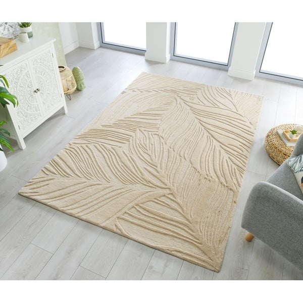 Lino Leaf bézs gyapjú szőnyeg, 120 x 170 cm - Flair Rugs-image-1