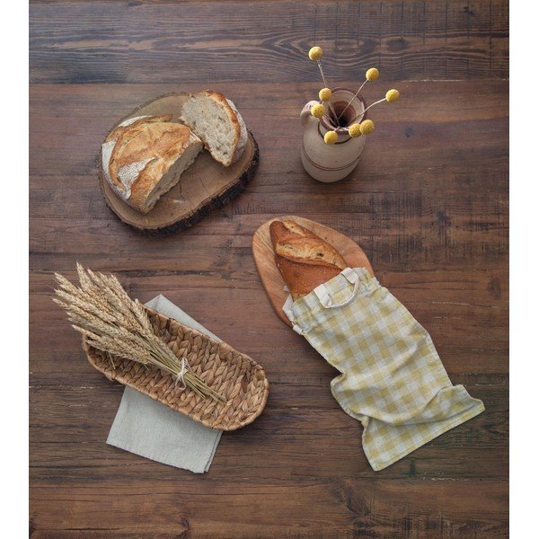 Linen Bread Bag Yellow Vichy szövet, pékárutartó táska - Really Nice Things-image-1