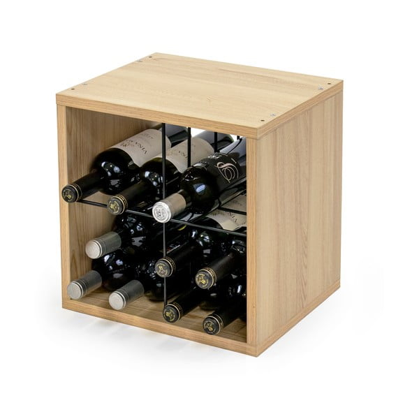 Natúr színű bortartó polcos állvány bükkfa dekorral, palackok száma 16 – Compactor-image-3