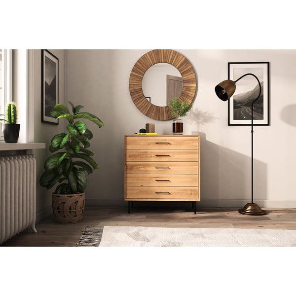 Natúr színű tölgyfa magas komód 97x95 cm Abies – The Beds-image-4