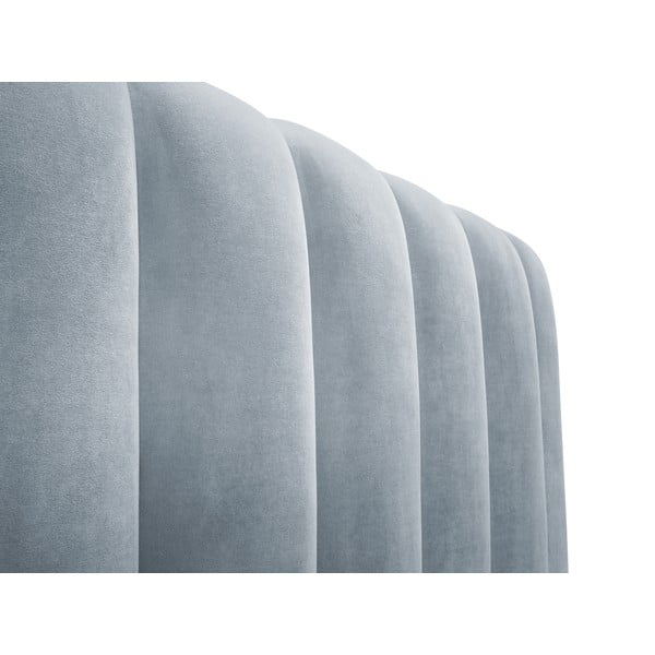 Világoskék kárpitozott franciaágy tárolóhellyel, ágyráccsal 200x200 cm Kelp – Micadoni Home-image-4