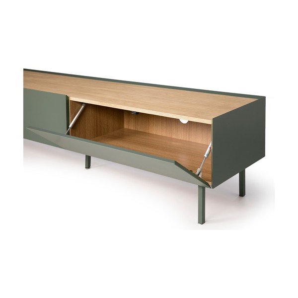 Zöld-natúr színű TV-állvány tölgyfa dekorral 180x45 cm Arista – Teulat-image-4
