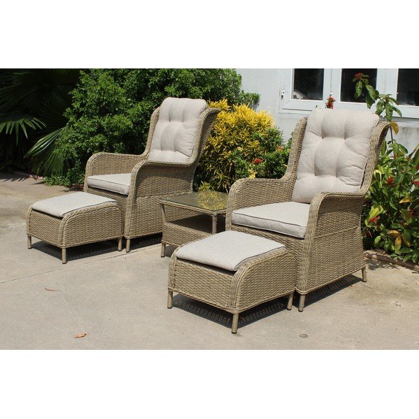 Világosbarna műrattan kétszemélyes kerti lounge szett Valencia – Garden Pleasure-image-1