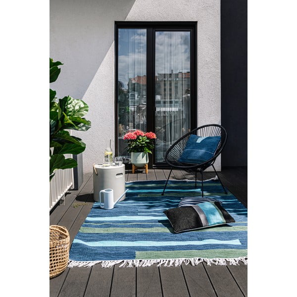 Marlin sötétkék kétoldalas kültéri szőnyeg újrahasznosított műanyagból, 90 x 150 cm - Green Decore-image-1