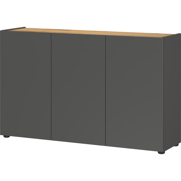 Antracitszürke szekrény tölgyfa dekorral 120x76x34 cm Adrano – Germania-image-3