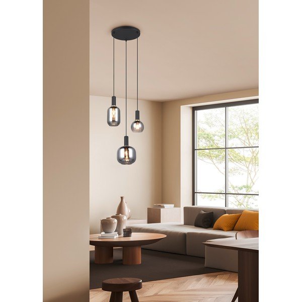 Fekete függőlámpa üveg búrával Diva – Trio-image-1