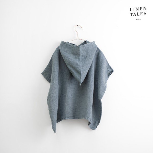 Kék len gyerek fürdőköpeny 1-2 év – Linen Tales-image-2