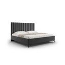 Sötétszürke kárpitozott ágyneműtartós franciaágy ágyráccsal 200x200 cm Casey – Mazzini Beds