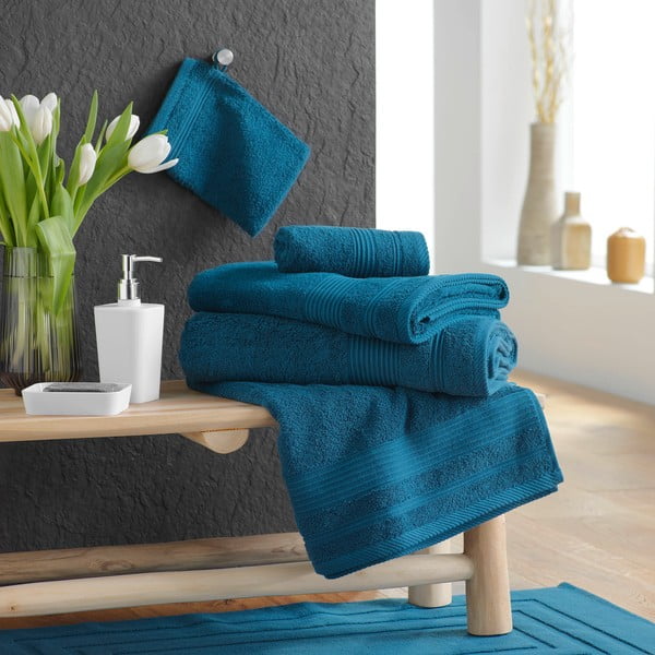 Sötétkék frottír pamut törölköző 50x90 cm Tendresse – douceur d'intérieur-image-3