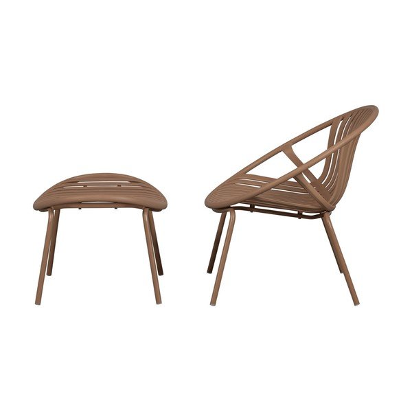 Rózsaszín műanyag kerti fotel lábtartóval Bruce – WOOOD-image-2