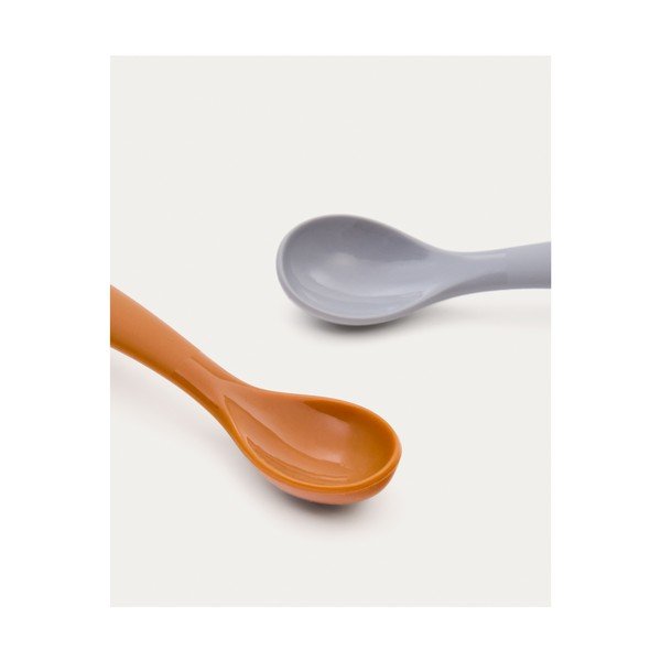 Világoskék-narancssárga műanyag-szilikon gyerek kanál szett 2 db-os Lili – Kave Home-image-4