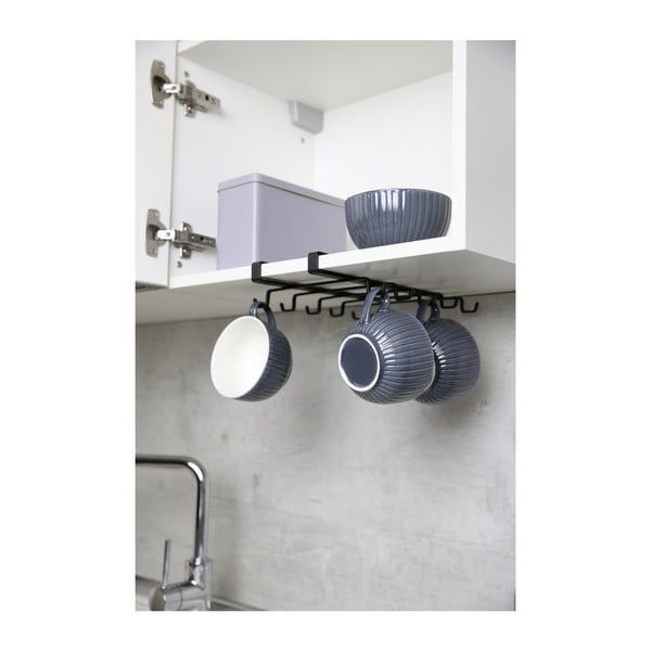 Fekete, polc alatti bögretartó 8 akasztóval - Wenko-image-1