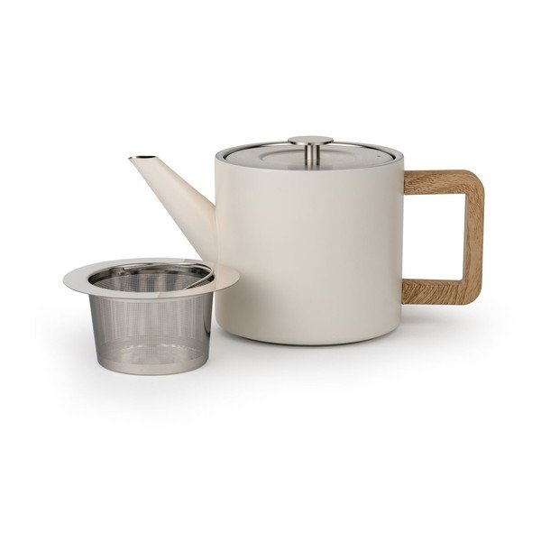 Elefántcsont színű rozsdamentes acél teáskanna szűrővel 1,1 l Duet Narvik – Bredemeijer-image-2