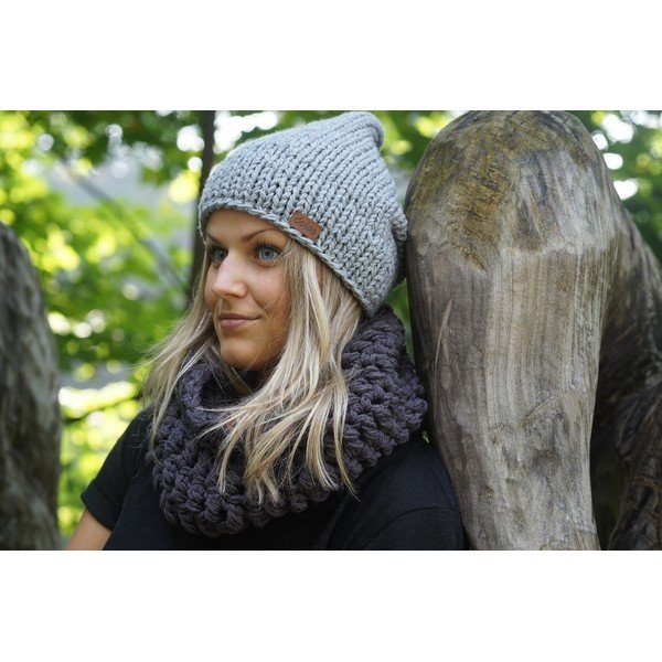 Grey Beanie kézzel horgolt sapka - DOKE-image-4