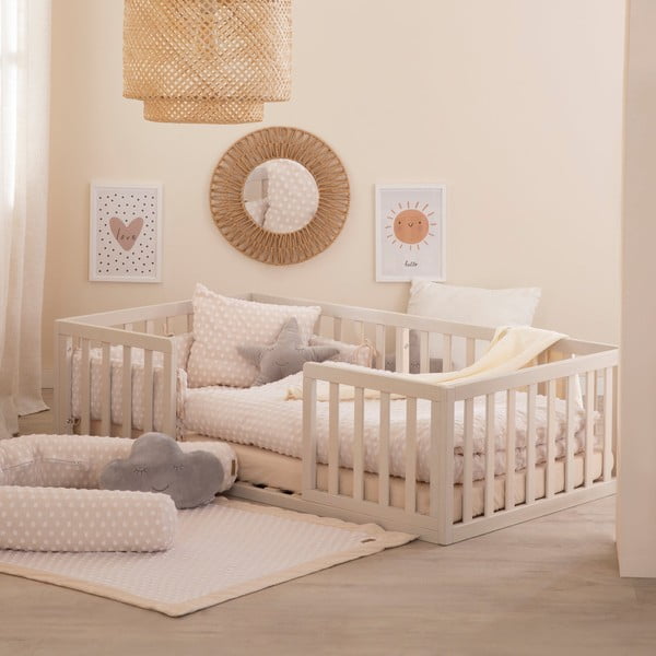 Világosszürke gyerekágy ágyráccsal 70x140 cm – Roba-image-3