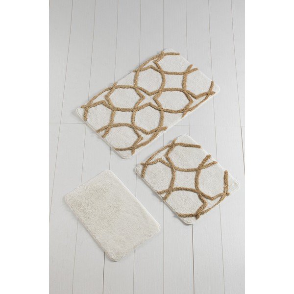 Barna-krémszínű fürdőszobai kilépő szett 3 db-os 100x60 cm Bonne – Foutastic-image-1