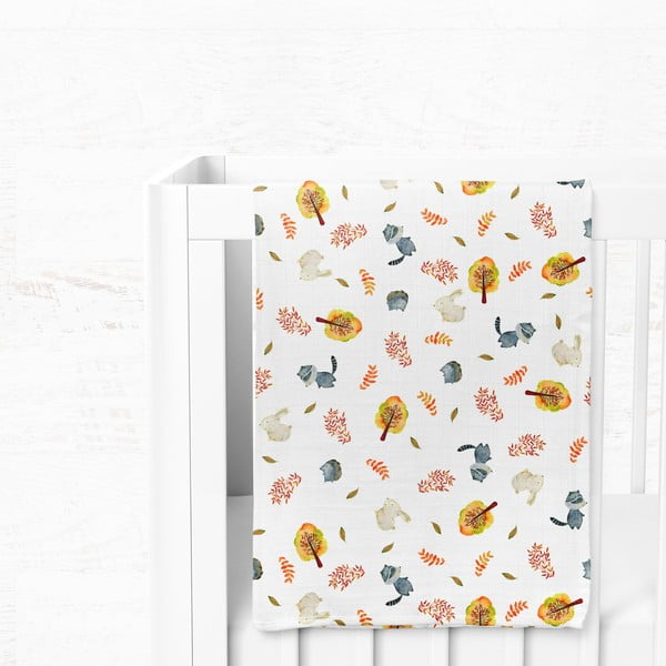 Fehér muszlin gyerek takaró 75x100 cm Forest – Mijolnir-image-3