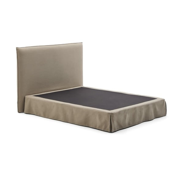 Szürkésbarna kárpitozott franciaágy 160x200 cm Jaira – Kave Home