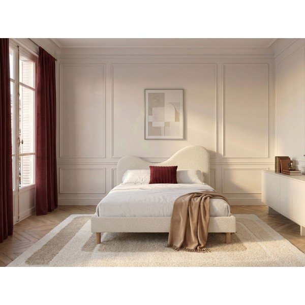 Fehér kárpitozott kárpitozott franciaágy ágyráccsal 160x200 cm Celina – Bobochic Paris-image-2